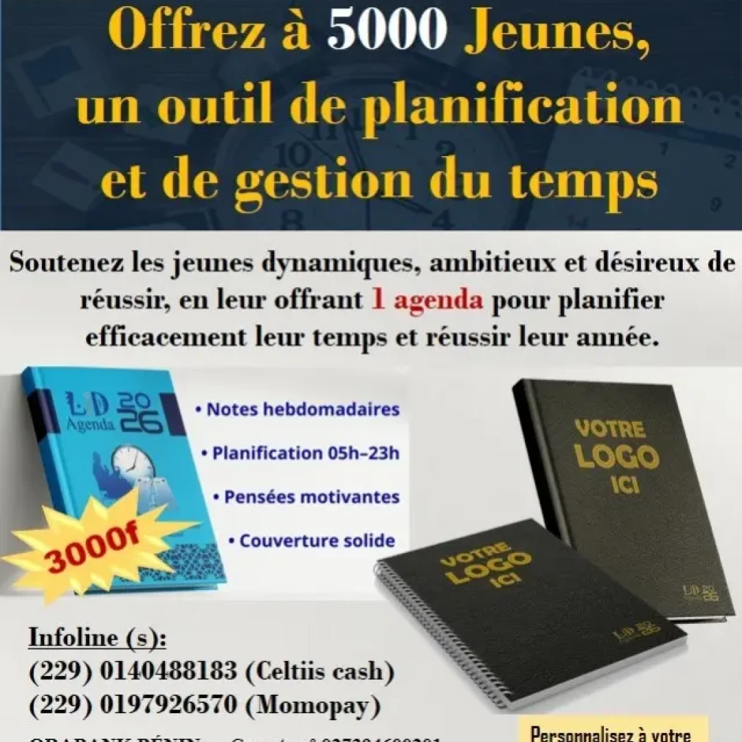 Affiche 5.000 Agendas pour 5.000 Jeunes – Bâtir l’avenir par l’organisation