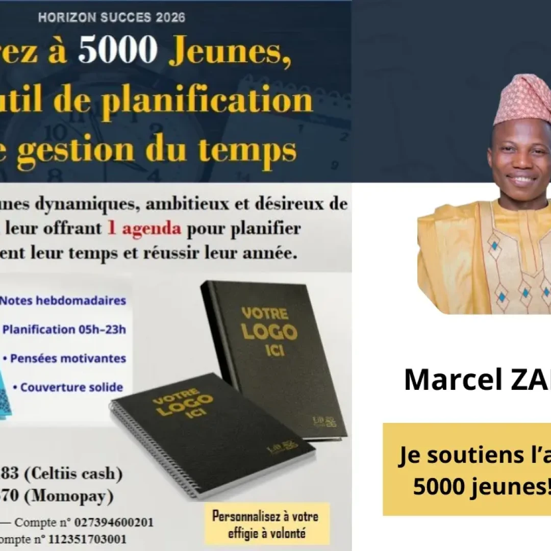 Affiche 5.000 Agendas pour 5.000 Jeunes – Bâtir l’avenir par l’organisation