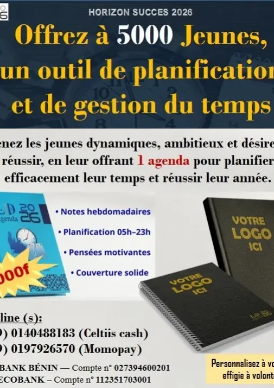 5.000 Agendas pour 5.000 Jeunes – Bâtir l’avenir par l’organisation
